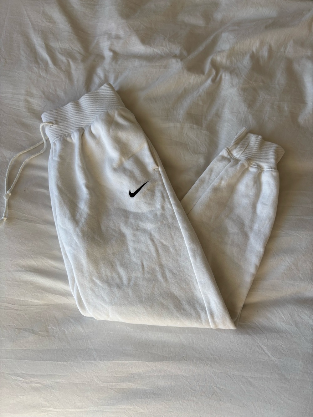 Nike White Fleece Jogger Sweatpants Size M